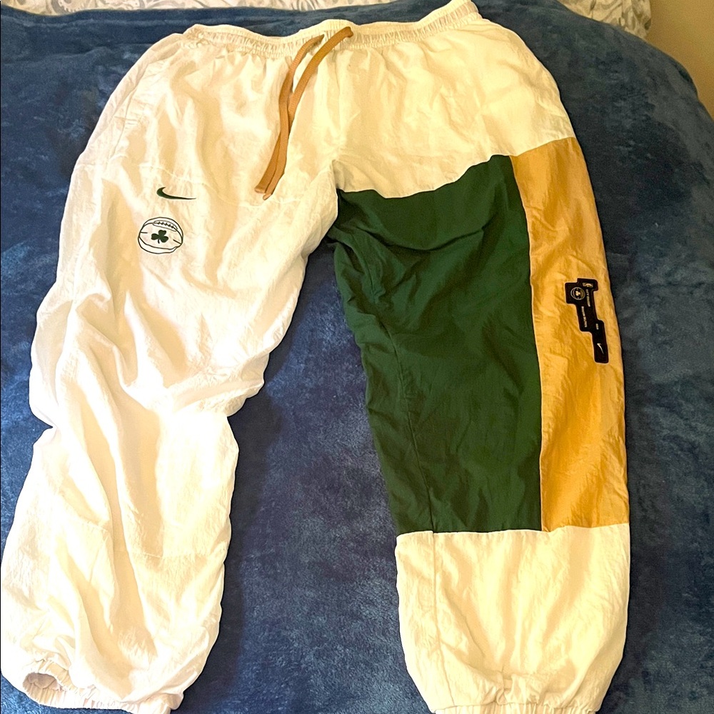Authentic NBA, official White and Green cuffed Joggers